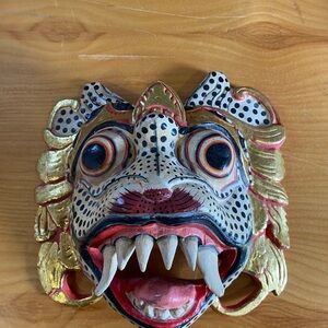 Colorful Decorative Mask with Gold Accents. Vintage